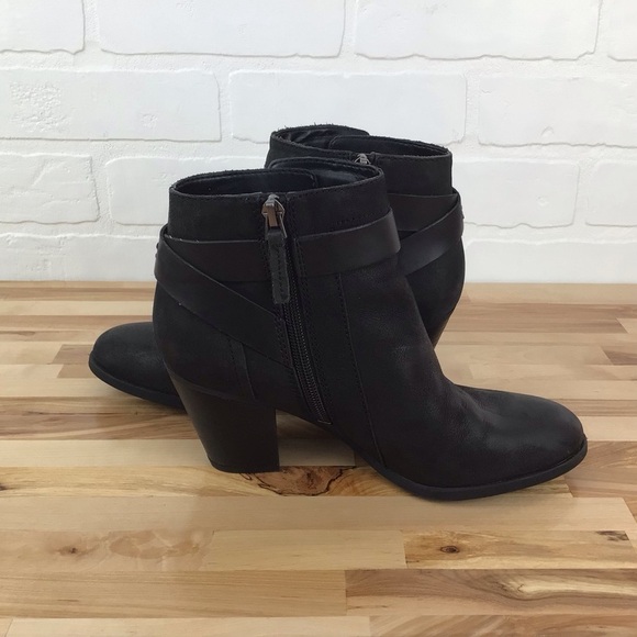 Franco Sarto booties black leather harness ankle boots southwestern western 6.5 - Picture 7 of 13